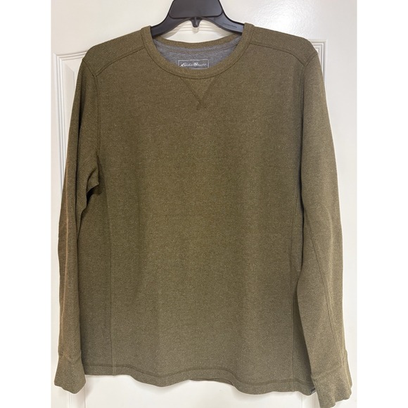 Eddie Bauer Sweater XL Men's Knit Crewneck Olive Green - Picture 4 of 13